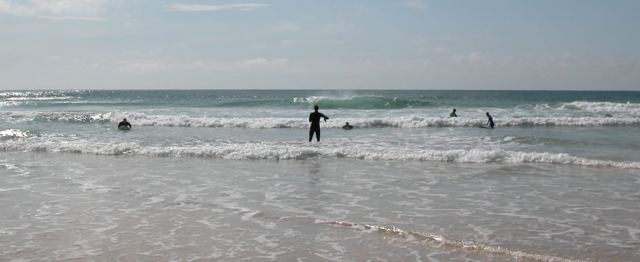 Playing in the waves